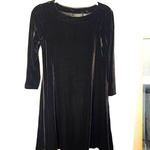 Cynthia Rowley XS Black 3/4 Sleeve Velvet Dress Used Crewneck Midi